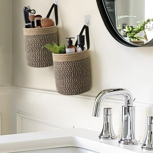 Hanging Basket 2 Pack, Small Wicker Wall Baskets - Image 5
