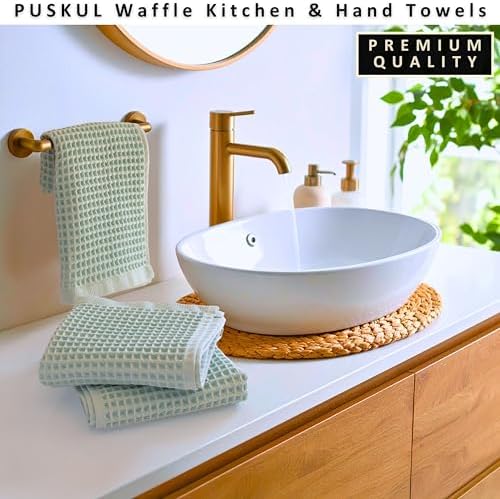 PÜSKÜL Natural 100% Turkish Cotton Waffle Hand and Kitchen Towels Set of 3 - Image 5