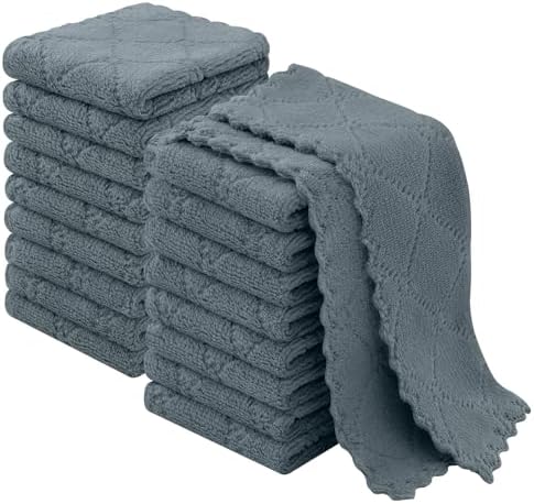 Homaxy Super Soft 18 Pack Coral Velvet Dish Cloths, Dark Grey by Homaxy