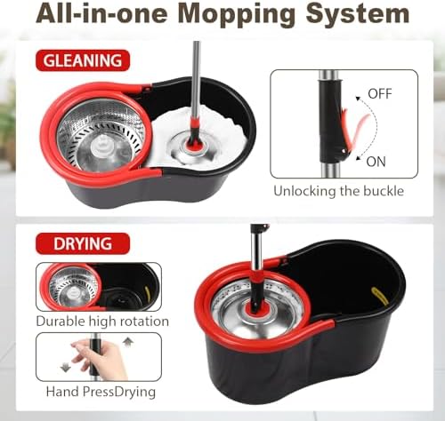 Spin Mop and Bucket with Wringer Set, 360° Spinning Mop and Bucket System with - Image 3