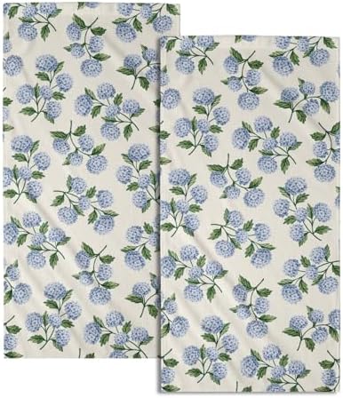 2 Pack Blue Hydrangea Floral Hand Towels by Granbey