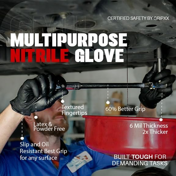 London Labs Heavy Duty 6 Mil Black Nitrile Gloves - Image 6