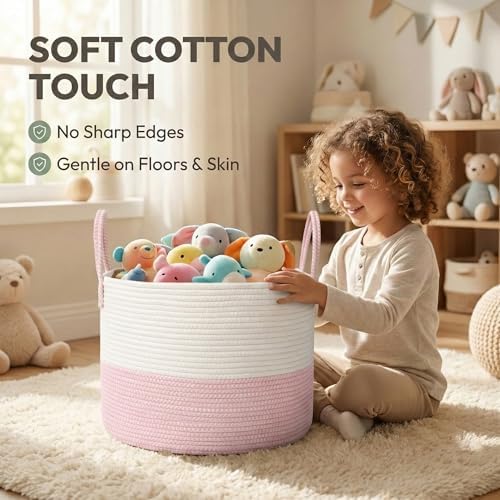 JMvicyroam 115L Extra Large Machine Washable Cotton Rope Blanket Basket - Image 4