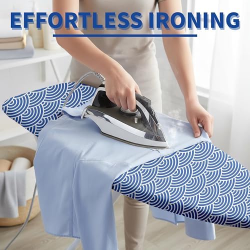 Ironing Board Cover and Pad, Thick Scorch Resistant Padding Blue Waves Print - Image 5