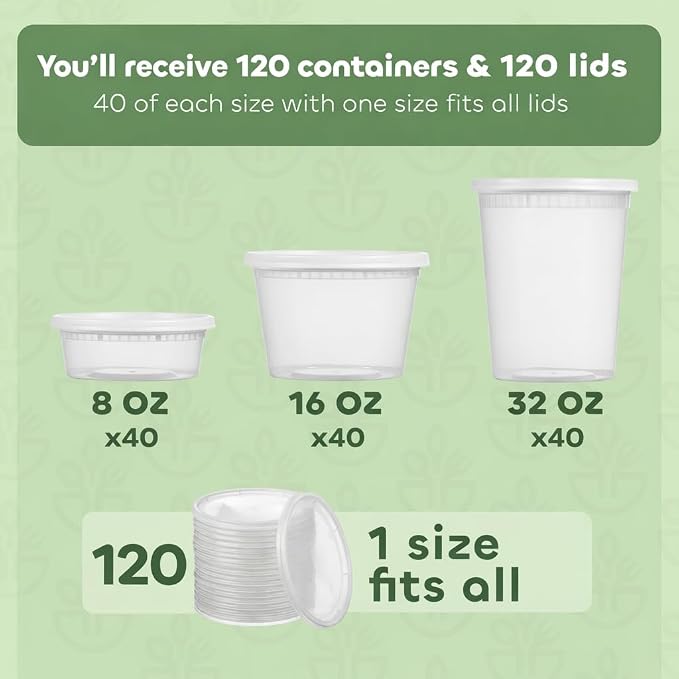 120 Sets Plastic Deli Containers - 8oz - Image 2