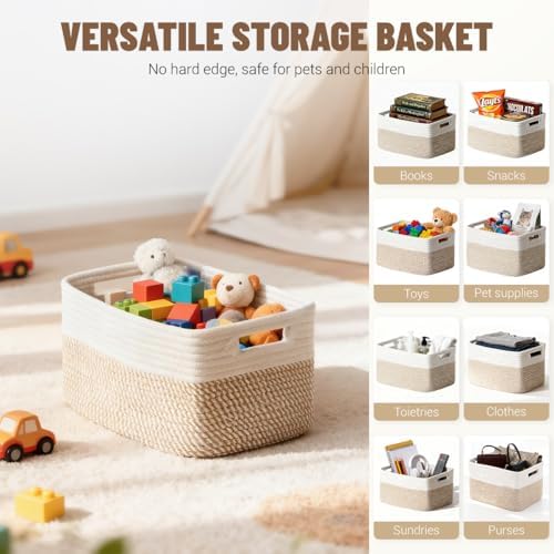 5 Pack Woven Storage Baskets, Decorative Storage Bins - Image 5