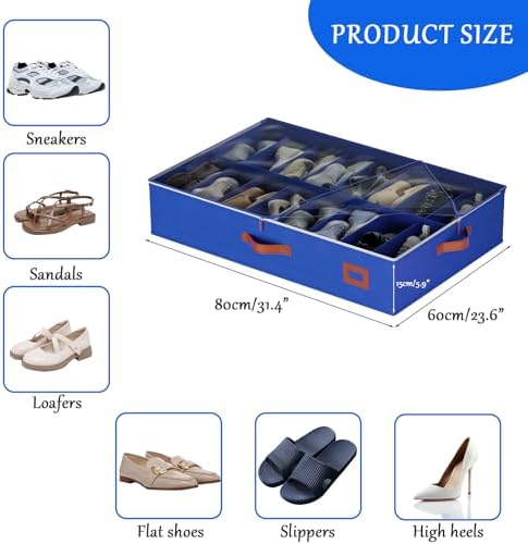 homyfort Under Bed Shoe Storage Organizer, Underbed Shoes Storage Containers - Image 6