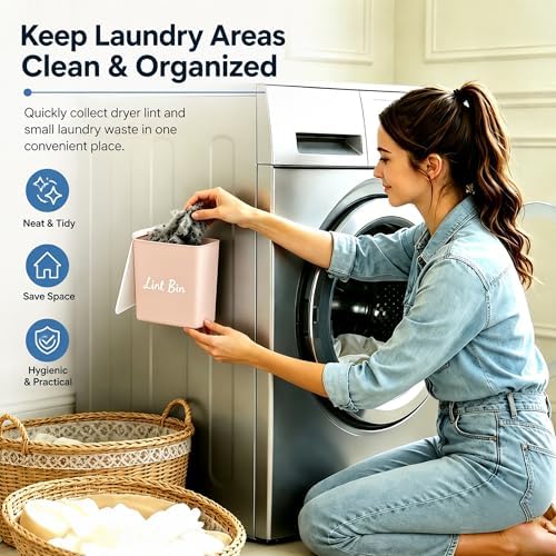Magnetic Lint Bin with Lid for Laundry Room, Compact Plastic Dryer Lint Holder - Image 5