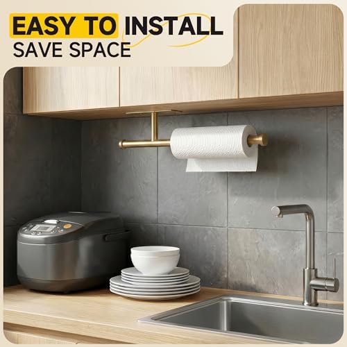 Paper Towel Holder Wall Mount, No Drill, SUS304 Steel, Space Saving - Image 3