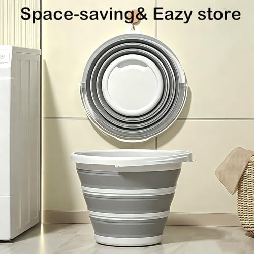 Collapsible Bucket with Handle 10L, BPA Free Foldable Round Plastic Water Bucket - Image 5