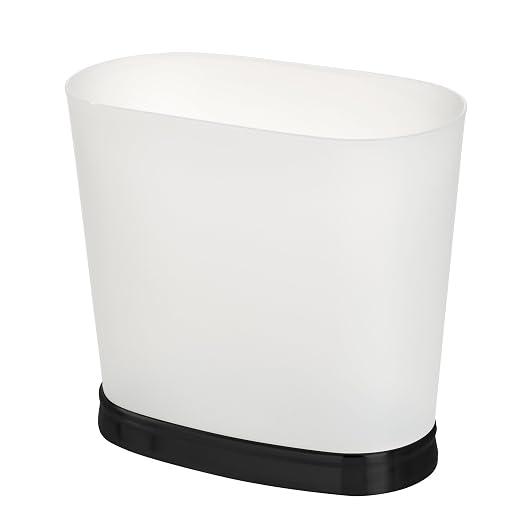 iDesign Slim Bathroom Trash Can, Frost/Matte Black | Small, by iDesign