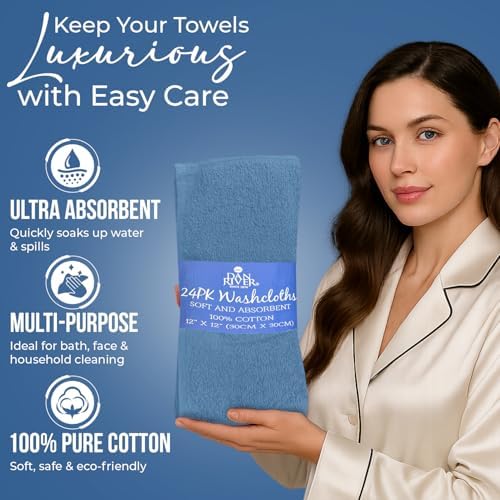 DAN RIVER 24 Pack Cotton Wash Cloths Set - Image 4