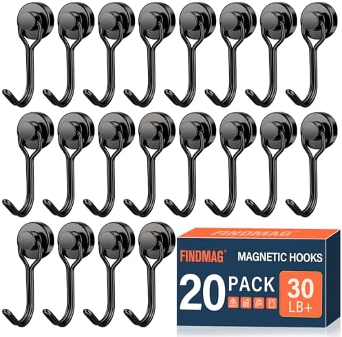 FINDMAG Black Magnetic Hooks, 30lbs+ Strong Magnetic Hooks by FINDMAG