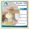 10 PCS Reusable Cheesecloth, Grade 100, 20x20 Inch Hemmed Cheese Cloth by NewEnglandStories