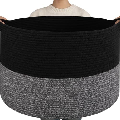 OIAHOMY 115L Extra Large Blanket Basket Living Room Laundry Basket Gray by MasterofSpaceOptimization