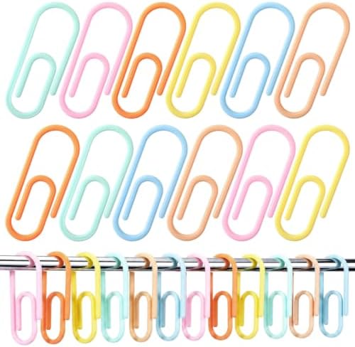 CroBlissful Macaron Color 12 Pcs Jumbo Paper Clips Shower Curtain Hooks Rings by CroBlissful