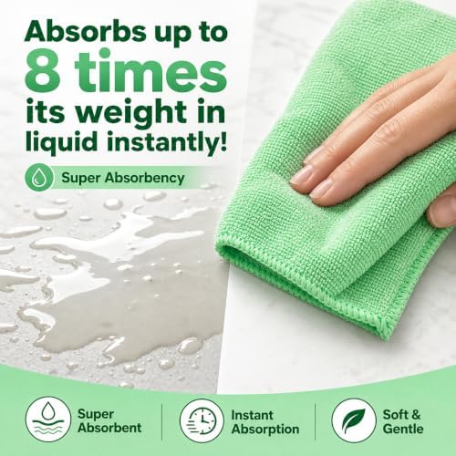 Microfiber Cleaning Cloths, Ultra-Soft and Highly Absorbent, Streak-Free - Image 4