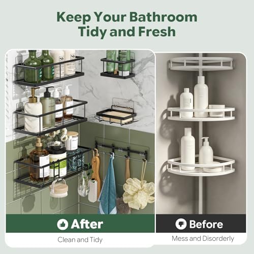 Simple Trending 6 Pack Shower Caddy Adhesive, Rustproof Shower Shelves - Image 5