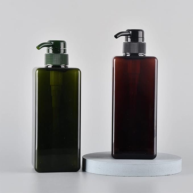 Plastic Pump Bottle Refillable Lotion Soap Dispenser 22oz Amber 2 Pack | Sturdy - Image 2