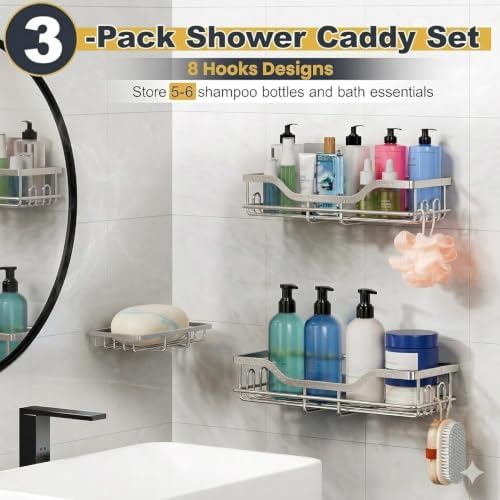 OMAIRA 3-Pack Shower Caddy - Image 6