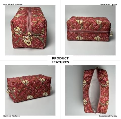 Large Pencil Case, Quilted Cotton Pencil Pouch, Cute Floral Pen Bag - Image 5