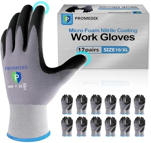PROMEDIX P Nitrile Coated Work Gloves, MicroFoam Safety Work Gloves Men by PROMEDIXP