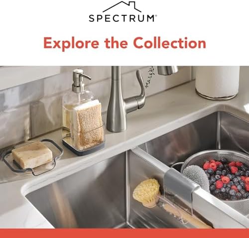 Spectrum Sink Saddle for Kitchen Sink Gray White Sponge and Brush Holder - Image 6