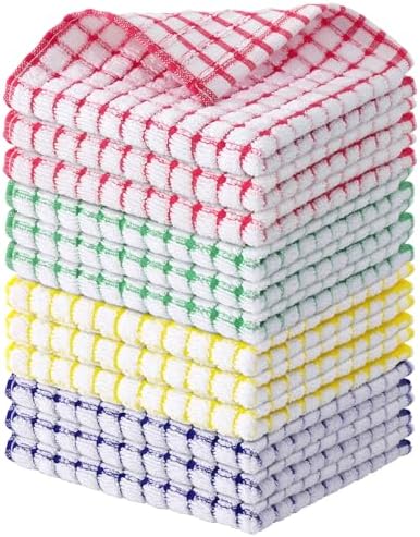 Kitinjoy Cotton 12 Pack Terry Kitchen Dish Cloths, Mixed Color by Kitinjoy