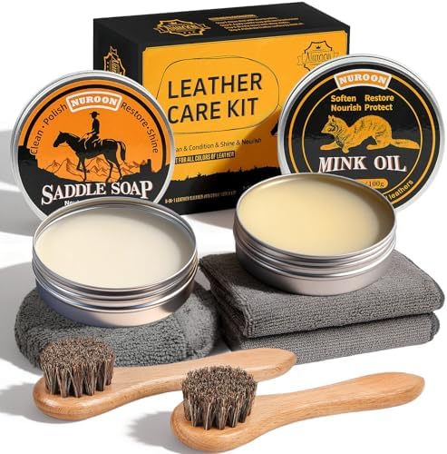 Nuroon Leather Boots Care Kit-3.52oz Saddle Soap+3.52oz Mink Oil by LeatheritemscarePro