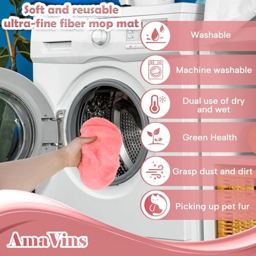 AmaVins 5 Pack Reusable Microfiber Mop Pads Compatible - Image 5