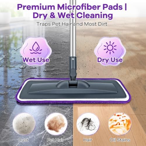 Microfiber Flat Mop for Hardwood Floor Cleaning, Dry Wet Dust Mops - Image 2