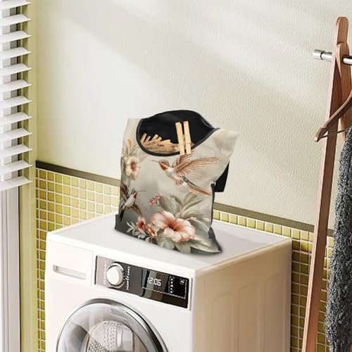 Hummingbird Clothes Pin Bag Poeny Flowers Clothes Pin Hanging Bag Fashion - Image 3