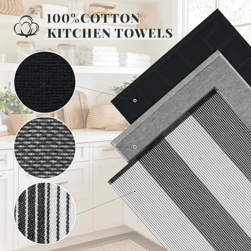 Homaxy 3 Pack Cotton Terry Premium Kitchen Towels, 18 x 28 in - Image 2