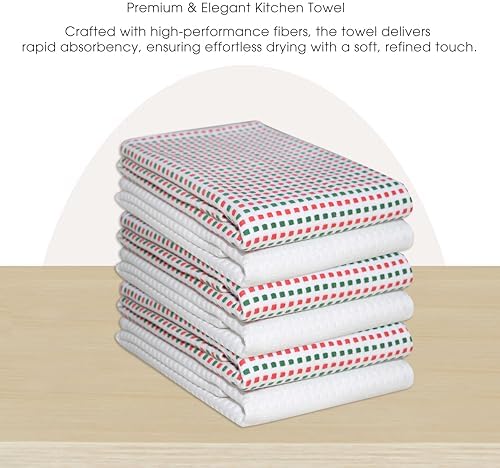Urban Villa Kitchen Towels Cotton Dish Towels 20”x30”Red/Grn/Wht - Image 5
