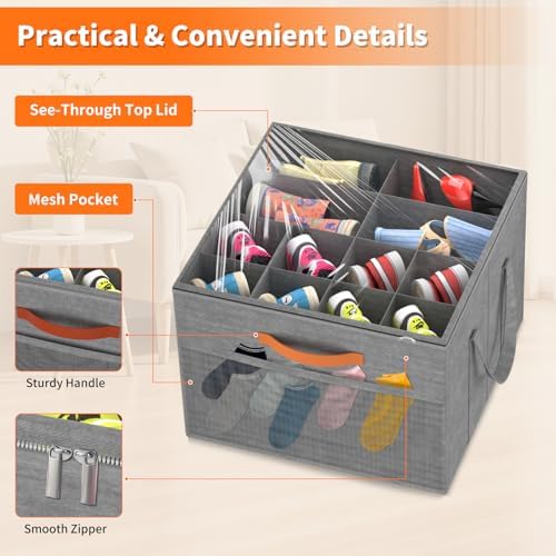 Aokeyee 2 Pack Shoe Organizer for Closet, Stackable Shoe Storage Box - Image 4