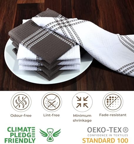 Urban Villa Kitchen Towels Cotton Dish Towels 12”x12” Grey White - Image 3
