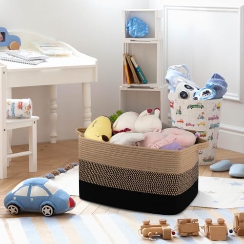 OIAHOMY Large Blanket Basket, 65L Cotton Rope Woven Laundry Basket, Toy Bin - Image 4