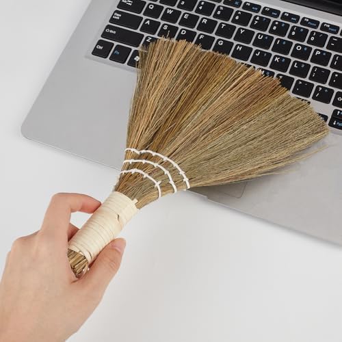 GORGECRAFT 12 Inch Small Hand Whisk Broom Soft Grass Natural Handle Bamboo - Image 4