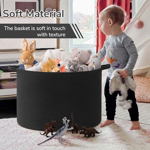 INDRESSME 115L Extra Large Woven Rope Blanket Basket Living Room - Image 6