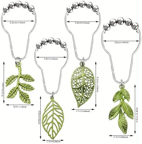 12pcs Tree Leaf Shower Curtain Hooks Rings, Woodland Forest Style Theme Home - Image 2