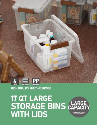 WYT 6 Pack 17qt Clear Plastic Storage Bin - Image 6