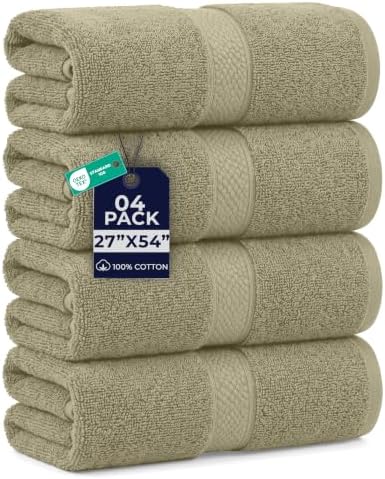 DAN RIVER 600 GSM Cotton Large Bath Towels Set of 4, 27 x 54 Inches by DanRiver