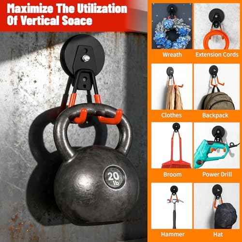 4 Pack Heavy Duty Magnetic Garage Hooks, No Drill Installation and Rubber - Image 4
