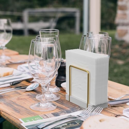 Wican Napkin Holder for Table, Bamboo Iron Standing Napkin Dispenser - Image 4
