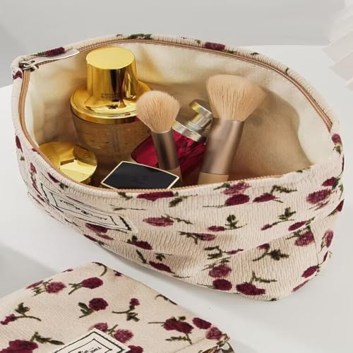 Floral Cosmetic Bags, Corduroy Makeup Bag - Image 3