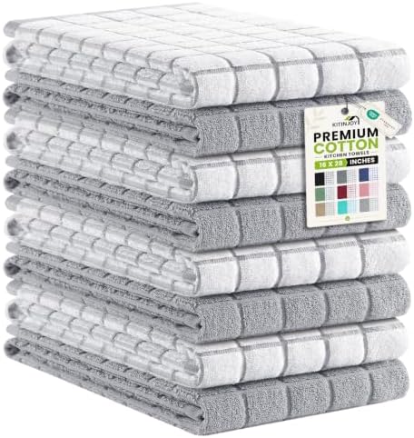 Kitinjoy Premium Kitchen Towels, Large 100% Cotton Terry 390 GSM Kitchen Hand by Kitinjoy