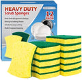 Heavy Duty Sponges, 12 Pack Cellulose Scrub Sponge, Dual-Sided Kitchen Sponge by HOMERHYME