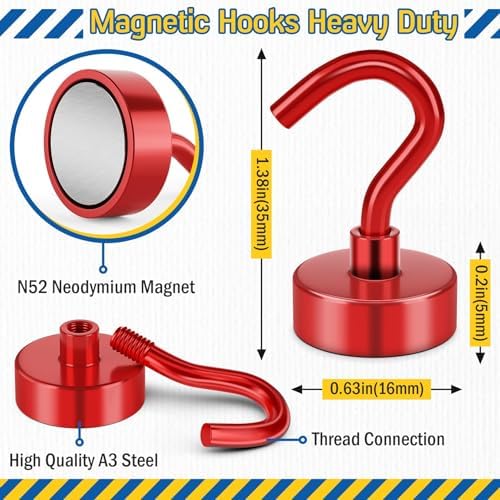 FINDMAG 28 Pack Magnet Hooks, 30LB+ Magnetic Hooks - Image 5