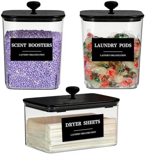 3 Pack Laundry Pods Container & Dryer Sheet Holder by Dounozzi
