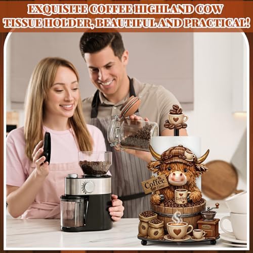 Chunful Coffee Highland Cow Paper Towel Holder Coffees Kitchen Decor Farmhouse - Image 6
